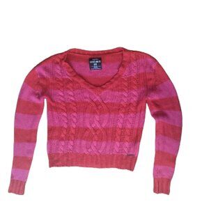 ---  Vintage Red and Pink Striped Sweater Size Small